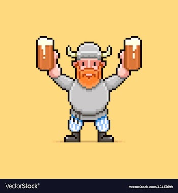 viking with two mugs of beer