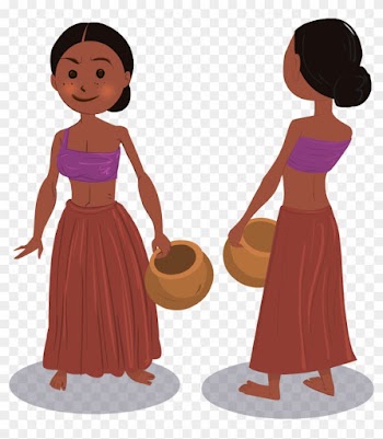 Village Girl Clipart - Indian Village Girl Cartoon