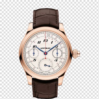 Villeret Montblanc Chronograph Watch Movement, Montblanc watch gold coffee color male watch transparent background PNG clipart