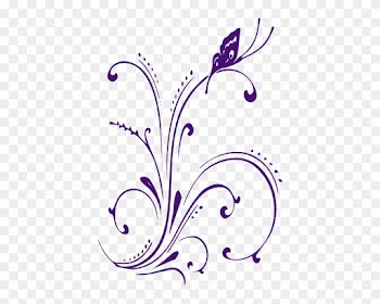 Vine Clipart Flower Scroll - Purple Butterfly Clip Art Border
