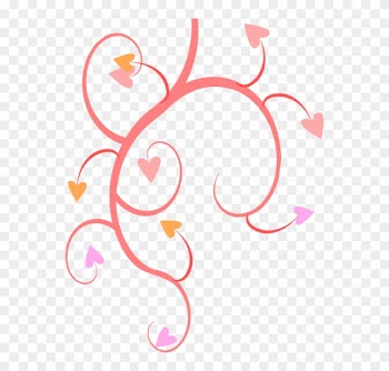 Vines Growing Pink Hearts Yellow Designs Patterns - Hearts And Flowers Clip Art Png