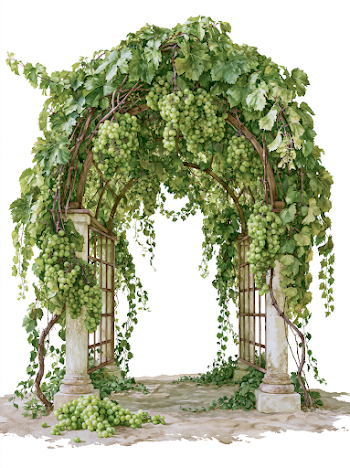 Vineyard Archway with Green Grapes