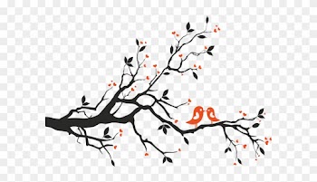 Vinilo Decorativo Arbol Con Pajaros 2 Colores - Tree Branch With Birds