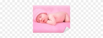 Vinilo Pixerstick Bebé Recién Nacido Niña Durmiendo - Buggy Pink Girl Photo Birth Announcements