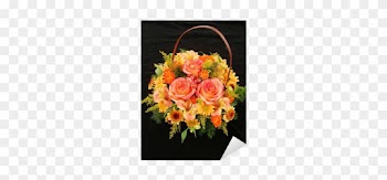 Vinilo Pixerstick Cesta Anaranjada Con Rosas Y Alstroemerias - Garden Roses