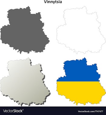 Vinnytsia blank outline map set vector image