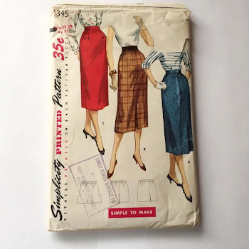 Vintage 1955 Pencil Skirt Pattern by Simplicity Number 1345 Simple ...