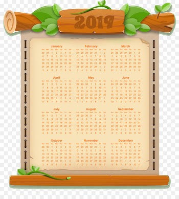vintage 2019 Calendar Printable Year-Long On Page. - 2019 calendar 