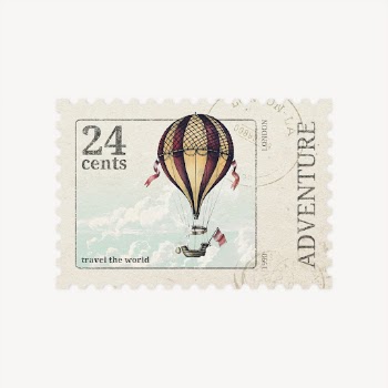Vintage adventure ephemera post stamp | Free PSD - rawpixel