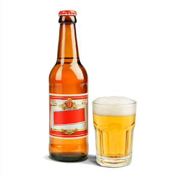 Vintage Amber Beer Bottle and Tumbler with Lager