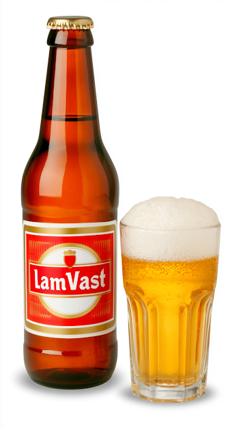 Vintage Amber Beer Bottle with Glass of Lager