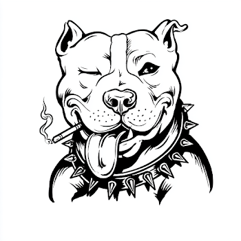 Vintage American Pit Bull Terrier Tattoo Flash