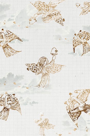Vintage angel pattern psd background, angel… | Free stock illustration | High Resolution graphic