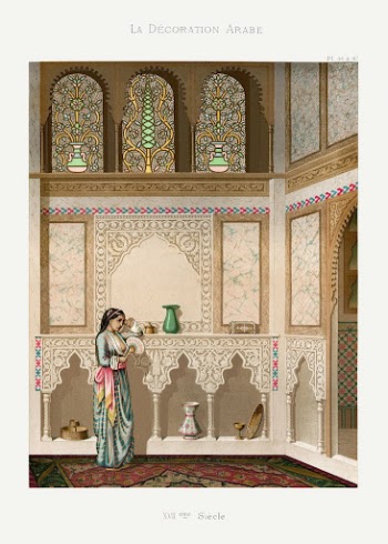 Vintage arabesque living room lithograph | Free Photo - rawpixel