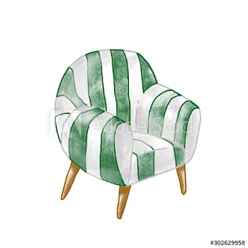 Vintage armchair flat vector illustration