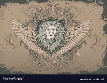 Vintage background with lion head vector image