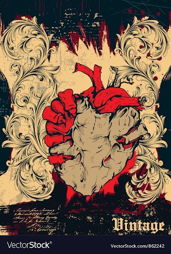 Vintage background with wounded heart vector image