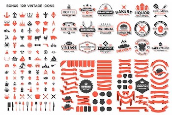 Vintage Badge & Objects Vector Set