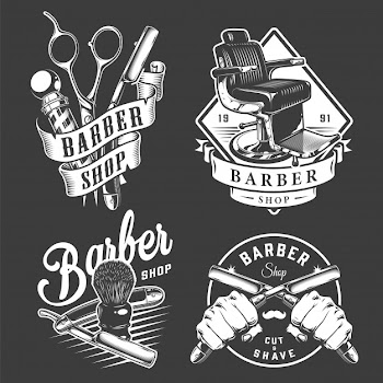 Vintage barbershop badges Free Vector