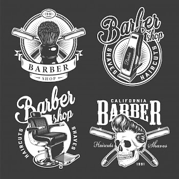 Vintage barbershop badges Free Vector