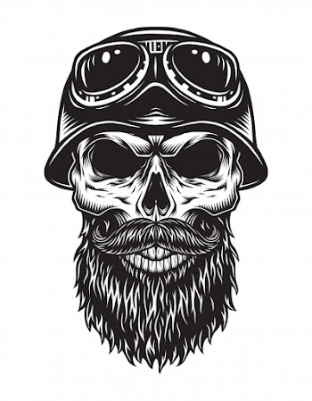 Vintage bearded skull biker concept Free Vector