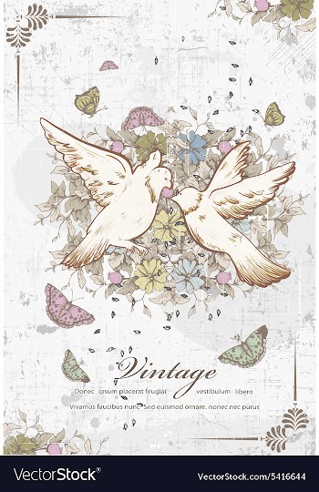 Vintage birds vector image