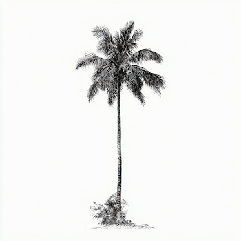Vintage Black and White Palm Tree Illustration