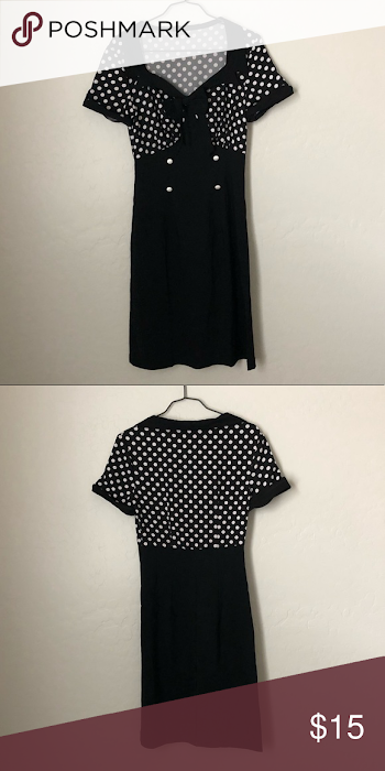 Vintage Black Poke-dot Body Con Dress So cute!! No tag but looks ...