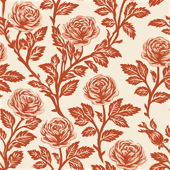 Vintage Block-Print Rose Pattern