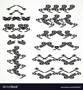 Vintage border curled set seamless vector image