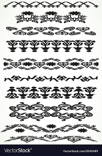 Vintage border floral set seamless vector image