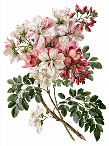 Vintage Botanical Illustration of Moringa