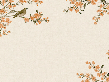 Vintage Botanical Wallpaper with Songbird and Blossoms