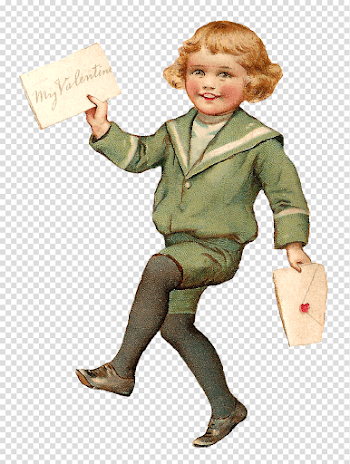 Vintage Boy With Valentine Letter transparent PNG - StickPNG