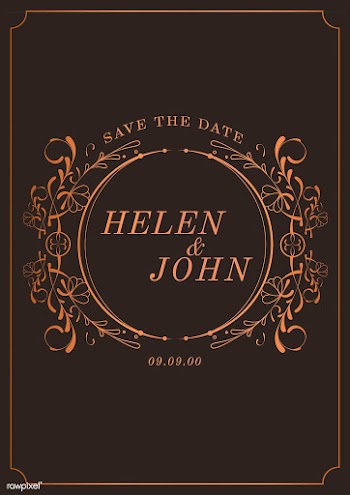 Vintage bronze art nouveau wedding invitation.. | Free stock vector - 519568