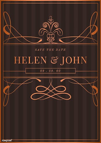 Vintage bronze art nouveau wedding invitation.. | Free stock vector - 519612