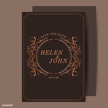 Vintage bronze art nouveau wedding invitation.. | Free stock vector - 519626