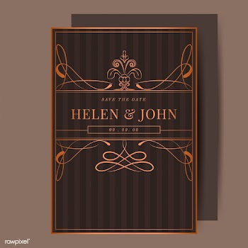 Vintage bronze art nouveau wedding invitation.. | Free stock vector - 519642