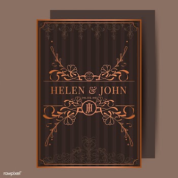 Vintage bronze art nouveau wedding invitation.. | Free stock vector - 519658