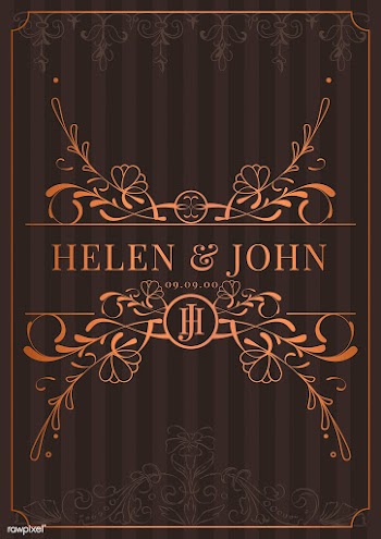 Vintage bronze art nouveau wedding invitation.. | Free stock vector - 519673