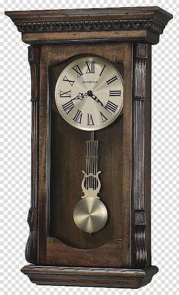 Vintage, brown wooden framed pendulum clock transparent background PNG clipart