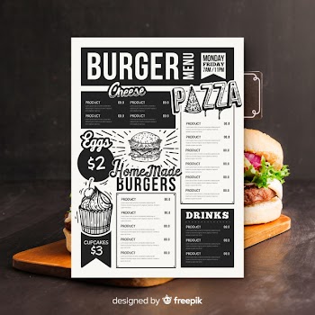 Vintage burger menu template