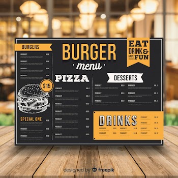 Vintage burger menu template