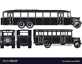  					Vintage bus set vector image														