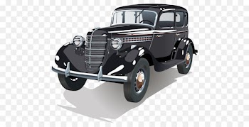 Vintage car Classic car - Cartoon illustration painted dark gray and old cars 