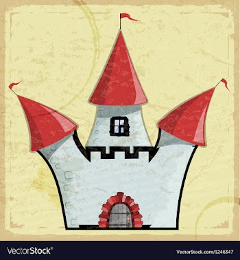 Vintage card with a picture of an old castle vector image