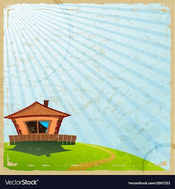 Vintage card with the image of a village house vector image