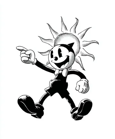 Vintage Cartoon Sun Character in 1930s Style Vintage Cartoon Sun Character in 1930s Style