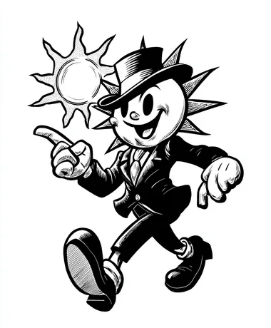 Vintage Cartoon Sun Character in 1930s Style Vintage Cartoon Sun Character in 1930s Style