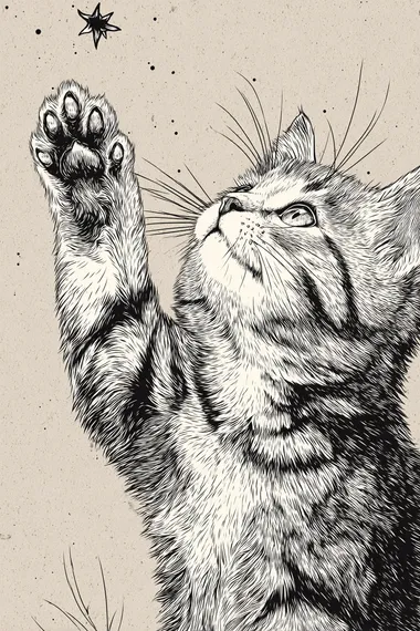 Vintage Cat Paw Reaching for a Star Vintage Cat Paw Reaching for a Star